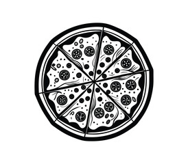 Pizza silhouette vector on white background