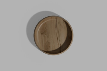 Wooden Plate isolated on gray background