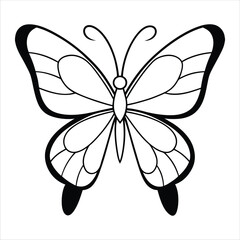 Fototapeta premium Black butterfly vector design. Line art