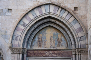 Fototapeta premium Sant Feliu de Girona, south facade portal, Girona, Catalonia, Spain