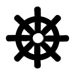 Wheel Dharma. Symbol birth and death, process attaining enlightenment. Dharmachakra. Wheel with eight spokes. Eightfold path.