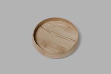 Wooden Plate isolated on gray background