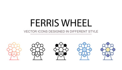 Ferris Wheel icon design with white background stock illustration