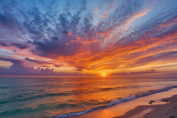 sunset over the sea،Sunlight at sunset ،Clouds and shadow ،nature calm ، The waves are moving