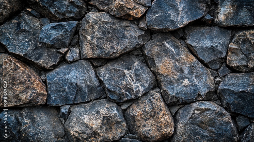 Canvas Prints A close-up view of a textured stone wall showcasing various rock shapes and colors.