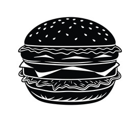 Burger silhouette vector on white background 