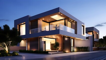 Fototapeta premium modern luxury two-story house residential design in kingdom of saudi arabia