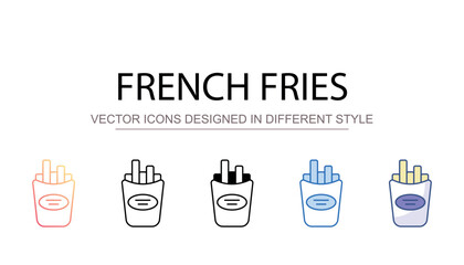 French fries icon design with white background stock illustration