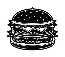Burger silhouette vector on white background 