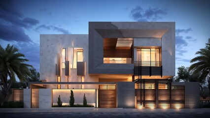 modern luxury two-story house residential design in kingdom of saudi arabia