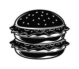 Burger silhouette vector on white background 