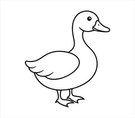 Duck Line art vector on white background