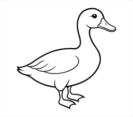 Duck Line art vector on white background