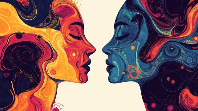 Sexual fluidity and identity, a visual representation of shifting patterns and forms, symbolizing evolving sexuality