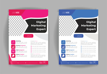 poster flyer templet brochure cover design layout space for photo background, Editable vector template in A4 size.