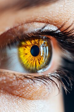 Medical professional evaluating yellow discoloration in an eye, focus on health symptoms related to liver conditions, precision diagnosis