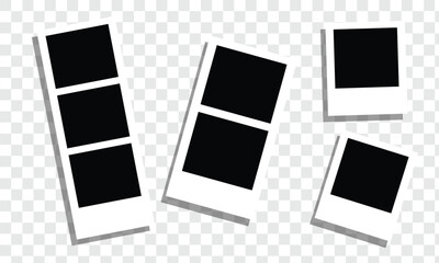 Photo booth images. Realistic blank photography template. Retro empty photo frame. Vector picture strips instant snapshot with black frame.