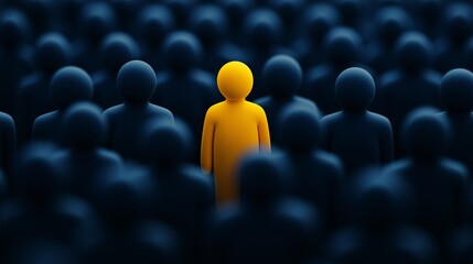 Unique Figure in a Crowd of Shadows