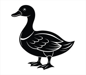 Duck silhouette vector on white background