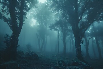 Obraz premium Enigmatic Forest Shrouded in Mist