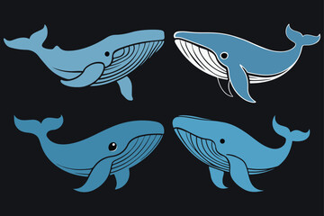 Blue Whale silhouette vector illustration10