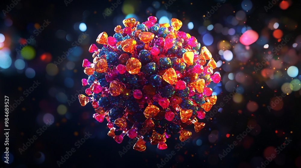 Wall mural abstract colorful sphere with bokeh background