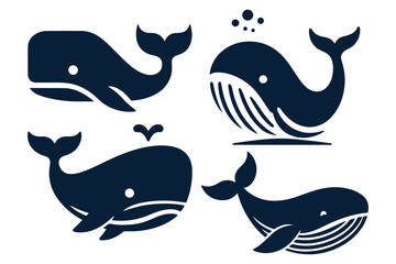 Blue Whale silhouette vector illustration10