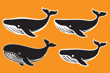 Blue Whale silhouette vector illustration10 .