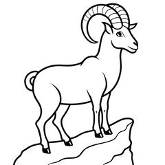 Majestic Ibex with Spiraling Horns on Cliff - Vector Art