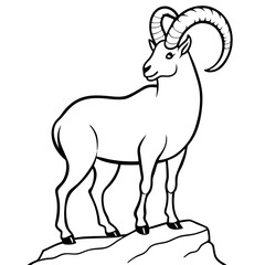 Majestic Ibex with Spiraling Horns on Cliff - Vector Art