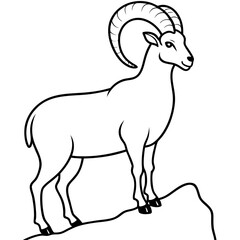 Majestic Ibex with Spiraling Horns on Cliff - Vector Art