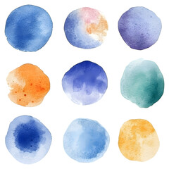 Harmonious set of watercolor planets