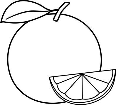 recommend clip art: Whole oranges with leaves, and orange slices outline vector.
                    