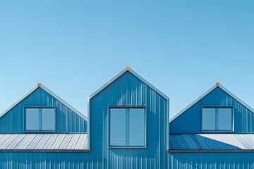Obraz premium Modern Blue Houses Under a Clear Sky