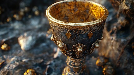 Ornate Gold Chalice - Religious Symbol