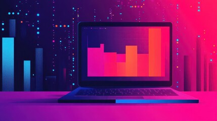 Conceptual art marketing campaign for information technology services, focusing on innovative finance strategies in a bold, visually captivating layout