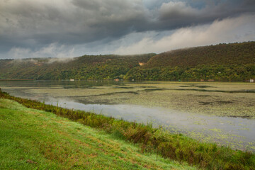 Landscape with beautiful nature on the banks of the Nistru river in the Republic of Moldova, Europe. Photo of the Moldovan village.