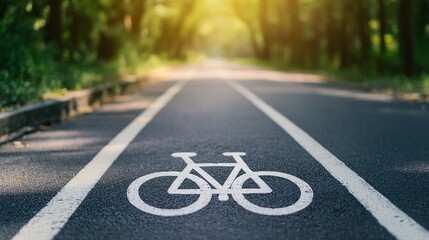 Obraz premium Peaceful Bike Path in Lush Green Landscape