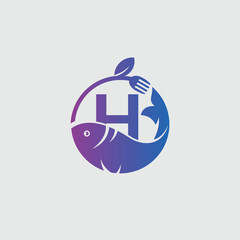Creative Fish Food Logo With Letter H