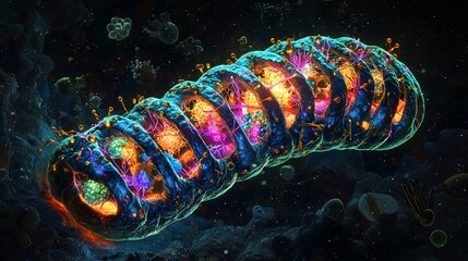 Vibrant 3D Illustration of a Mitochondrion Cell