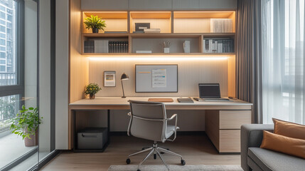 Photo modern style interior room 3d illustration Interior frame living room with colorful, In the modern white living room the Angle is on the front there is a marble table.