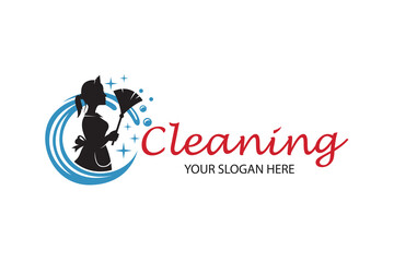 house maid lady for cleaning service design with whisk in hand isolated on white background