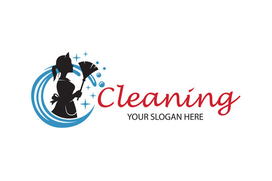 house maid lady for cleaning service design with whisk in hand isolated on white background
