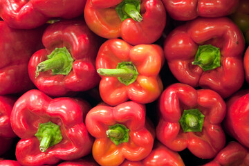Fresh Red Peppers at Mercat De La Boqueria in Barcelonas Vibrant Market