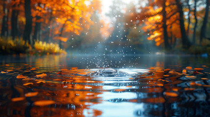 Breathtaking close-up of a lake, stunning detail, vibrant colors, photorealistic style