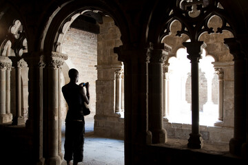 Barcelona, Spain, Sept 4 2008, Visitor Captures Sant Pau Del Campos Cloister Beauty