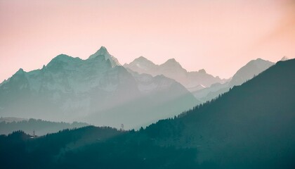 Serene Mountain Vista at Dawn, Silhouette of mountains