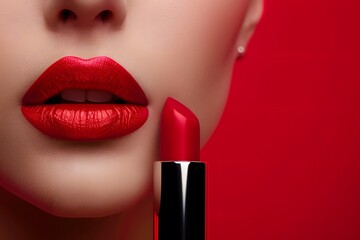 Bold Red Lips: A Stunning Close-Up of Lipstick Application