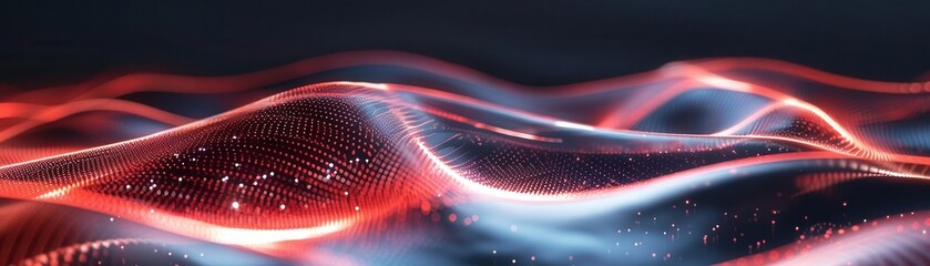 Fototapeta premium Abstract colorful wave pattern with glowing neon lights.