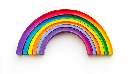 A rainbow made of colored play dough on a white background. Vibrant 3D rainbow on a white background, symbolizing diversity.